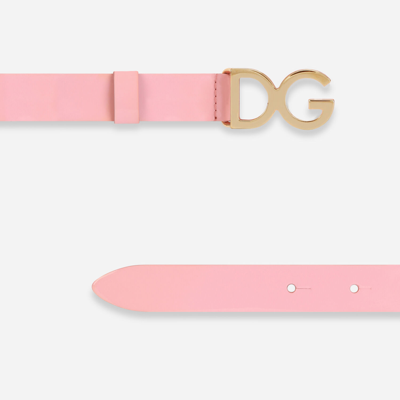 Shop Dolce & Gabbana Patent Leather Belt With Dg Logo In Pink