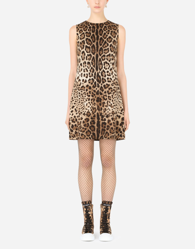 Dolce & Gabbana Leopard Print Shift Dress - Brown In Animal Print