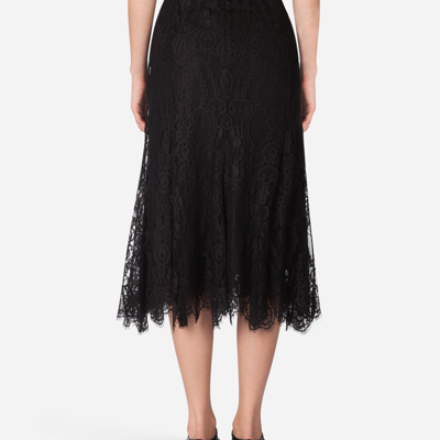 Shop Dolce & Gabbana Long Chantilly Lace Skirt In Black