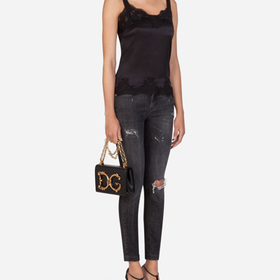 Shop Dolce & Gabbana Denim Stretch Pretty Fit Jeans In Black