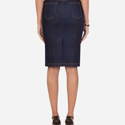 Shop Dolce & Gabbana Denim Midi Skirt In Blue