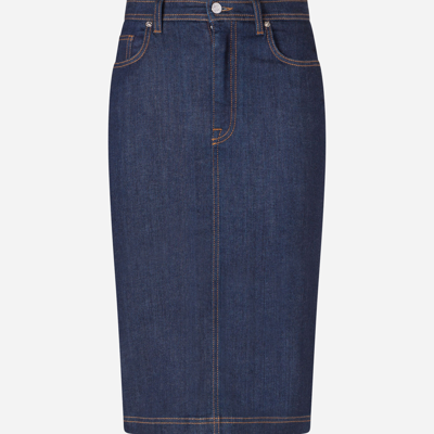 Shop Dolce & Gabbana Denim Midi Skirt In Blue