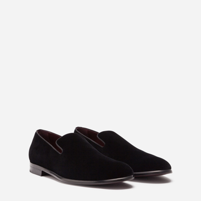 Shop Dolce & Gabbana Velvet Slippers In Black