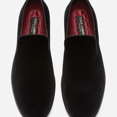 Shop Dolce & Gabbana Velvet Slippers In Black