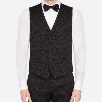 Shop Dolce & Gabbana Floral Jacquard Martini Suit In Black