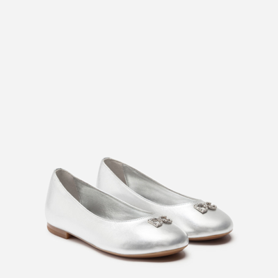Shop Dolce & Gabbana Laminated Nappa Leather Ballet Flats In Silver