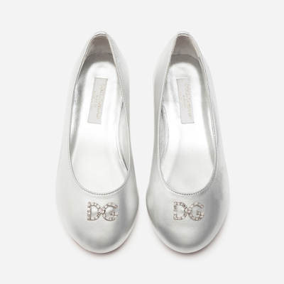 Shop Dolce & Gabbana Laminated Nappa Leather Ballet Flats In Silver