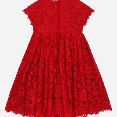 Dolce & Gabbana Cordonette Lace Dress With Embroidered Jewel In Red