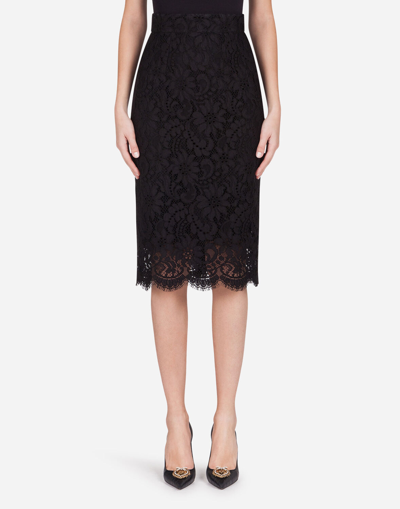 Shop Dolce & Gabbana Lace Midi Skirt - Woman Skirts Schwarz 36 In Black
