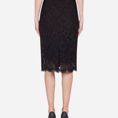 Dolce & Gabbana Lace Scalloped-hem Midi Skirt In Black
