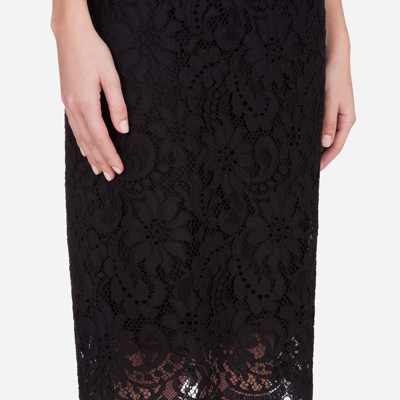 Dolce & Gabbana Lace Scalloped-hem Midi Skirt In Black