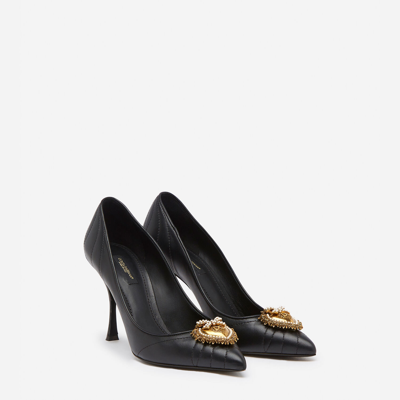 Shop Dolce & Gabbana Matelassé Nappa Leather Devotion Pumps In Black