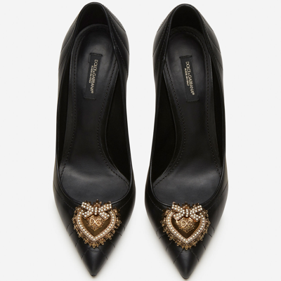 Shop Dolce & Gabbana Matelassé Nappa Leather Devotion Pumps In Black
