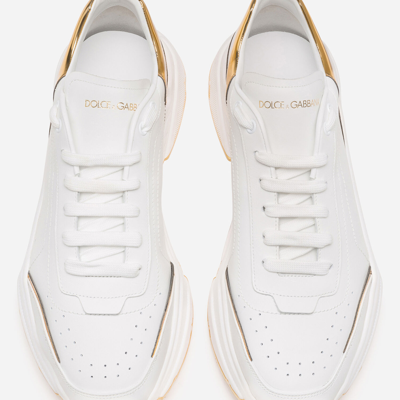 Shop Dolce & Gabbana Daymaster Sneakers In Nappa Calfskin In White/gold