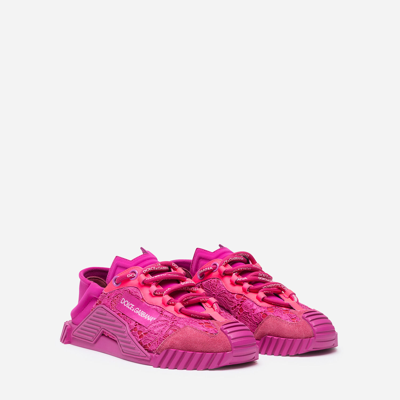 Shop Dolce & Gabbana Ns1 Slip On Sneakers In Mixed Materials In Fuchsia