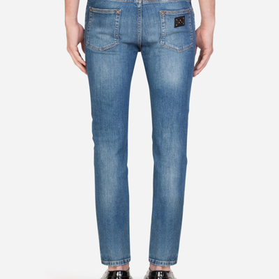 Shop Dolce & Gabbana Stretch Skinny Jeans With Small Abrasions In Blue