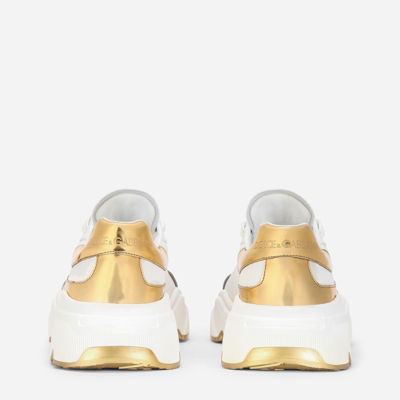 Shop Dolce & Gabbana Nappa Leather Daymaster Sneakers In White/gold