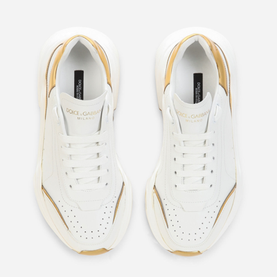 Shop Dolce & Gabbana Nappa Leather Daymaster Sneakers In White/gold