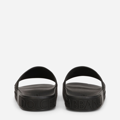 Shop Dolce & Gabbana Rubber Beachwear Slides With Dg Logo In Black