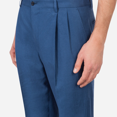 Shop Dolce & Gabbana Linen Pants In Light Blue