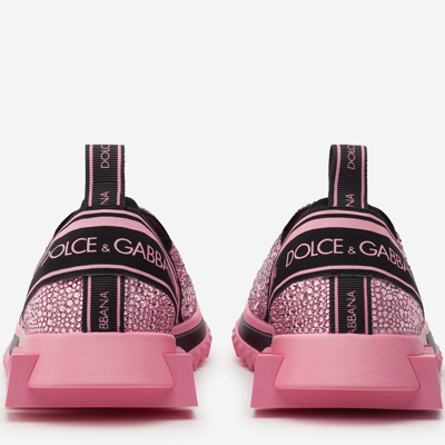 Dolce & Gabbana Sorrento Logo Sneakers With Crystal Embellishment In Pink