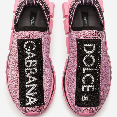 Shop Dolce & Gabbana Sorrento Sneakers With Fusible Crystals In Pink