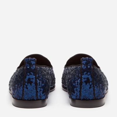 Shop Dolce & Gabbana Sequinned Slippers In Blue