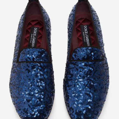 Shop Dolce & Gabbana Sequinned Slippers In Blue