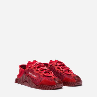 Shop Dolce & Gabbana Ns1 Slip On Sneakers In Mixed Materials In Red