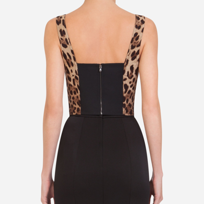 Shop Dolce & Gabbana Leopard-print Charmeuse Bustier Top In Animal Print