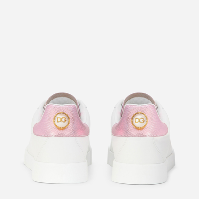 Dolce & Gabbana Portofino Sneakers In White/pink