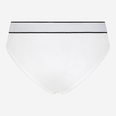 Dolce & Gabbana Fine-rib Jersey Briefs With Branded Elastic In White