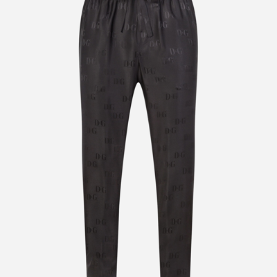 Shop Dolce & Gabbana Dg Silk Jacquard Pajama Pants In Black