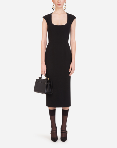 Shop Dolce & Gabbana Longuette Dress In Cady In Black