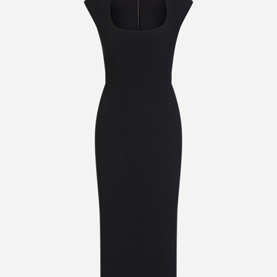 Shop Dolce & Gabbana Longuette Dress In Cady In Black