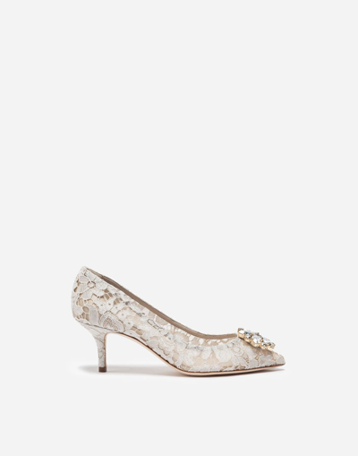 Shop Dolce & Gabbana Pump In Taormina Lace With Crystals In White