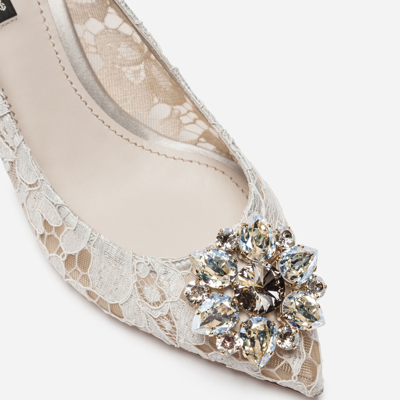 Shop Dolce & Gabbana Pump In Taormina Lace With Crystals In White