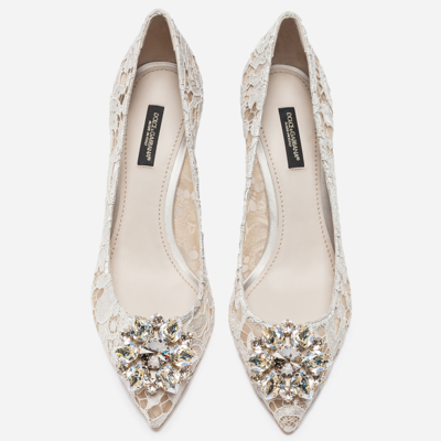 Shop Dolce & Gabbana Pump In Taormina Lace With Crystals In White