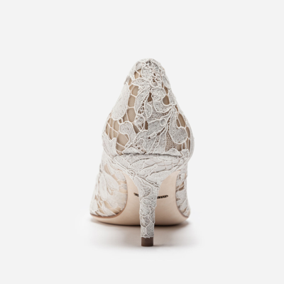 Shop Dolce & Gabbana Pump In Taormina Lace With Crystals In White