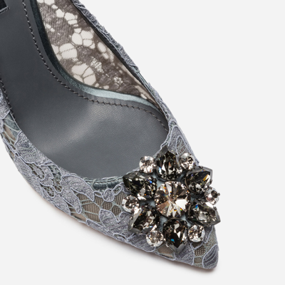 Shop Dolce & Gabbana Pump In Taormina Lace With Crystals In Grey