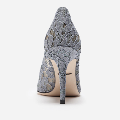 Shop Dolce & Gabbana Pump In Taormina Lace With Crystals In Grey