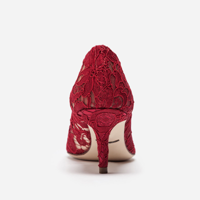 Shop Dolce & Gabbana Lace Rainbow Pumps With Brooch Detailing In Red