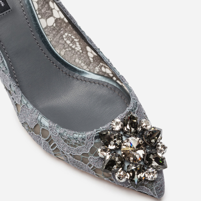 Shop Dolce & Gabbana Pump In Taormina Lace With Crystals In Grey