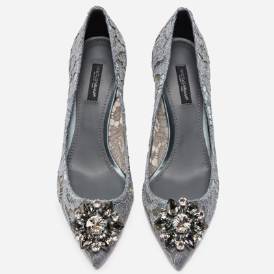 Shop Dolce & Gabbana Pump In Taormina Lace With Crystals In Grey