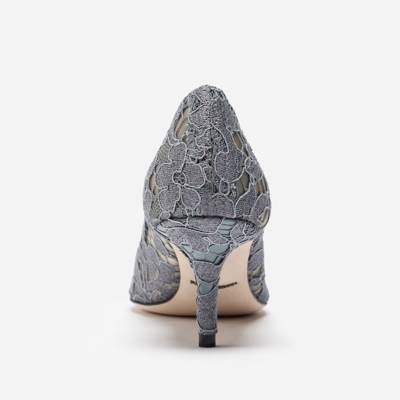 Shop Dolce & Gabbana Pump In Taormina Lace With Crystals In Grey