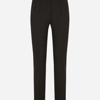 Dolce & Gabbana Wool-blend Tapered Pants In Black