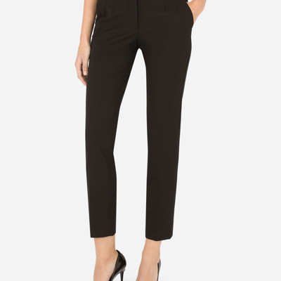 Dolce & Gabbana Wool-blend Tapered Pants In Black