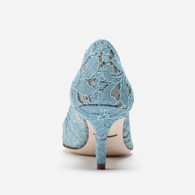 Dolce & Gabbana Court Shoe In Taormina Lace With Crystals In Aquamarine