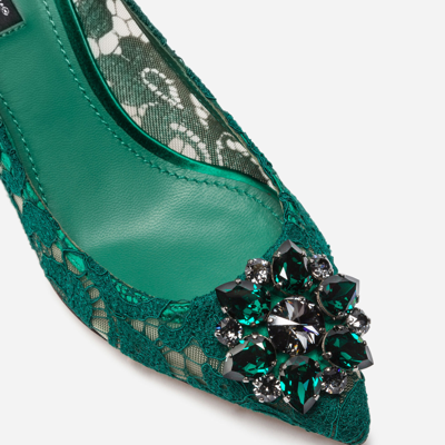 Dolce & Gabbana Crystal-embellished Corded Lace Pumps In Green