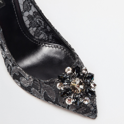 Dolce & Gabbana Bellucci 90 Taormina Lace Pumps With Crystal Detail In Grey